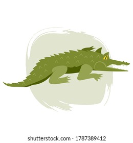 Alligator or crocodile on light background Hand drawn vector eps 10 illustration with brush decorative element