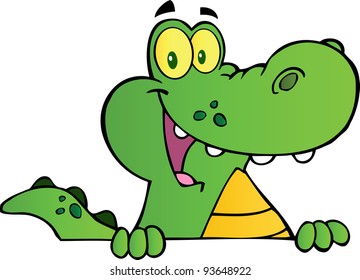 Alligator Or Crocodile Over A Sign
