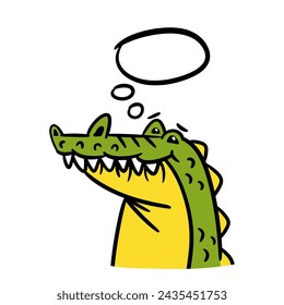 Caimán o cocodrilo con la ilustración vectorial de la burbuja del discurso aislado en el fondo blanco.