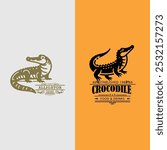 Alligator and Crocodile Vintage Logo Pack for Food and Restaurant Branding, Premium Alligator and Crocodile Logo Designs for Steakhouse and Bar Branding.