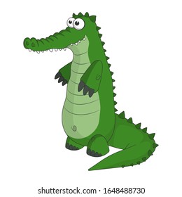 Alligator. Cute Young Crocodile isolated on white background. Zoo animal cartoon character. Education card for kids learning animals. Logic Games for Kids. Vector illustration in cartoon style.