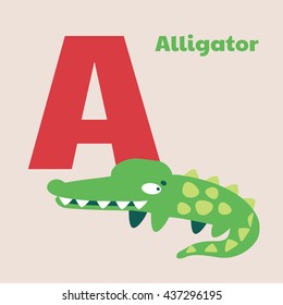 Alligator editable alphabet vector card