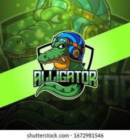 Alligator esport mascot logo design