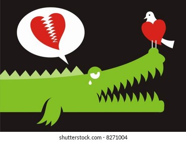 Alligator Expressing His Love For Bird With Crocodile Tears