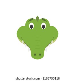 Alligator Face In Cartoon Style For Children. Animal Faces Vector Illustration Series