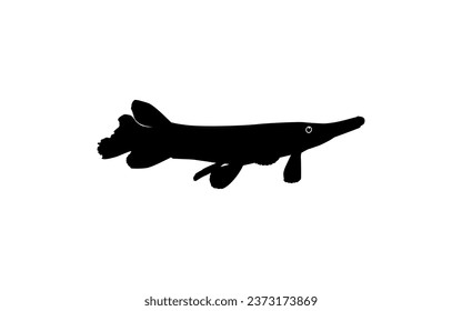 Alligator Fish Silhouette, can use for Art Illustration Logo Gram, Pictogram, Website, or Graphic Design Element. Vector Illustration