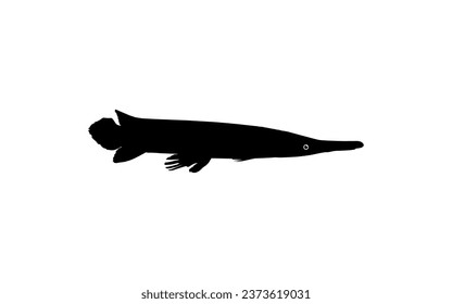 Alligator Fish Silhouette, can use for Art Illustration Logo Gram, Pictogram, Website, or Graphic Design Element. Vector Illustration