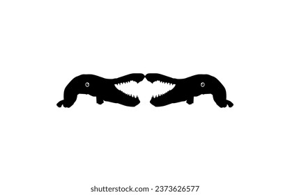 Alligator Fish Silhouette, can use for Art Illustration Logo Gram, Pictogram, Website, or Graphic Design Element. Vector Illustration