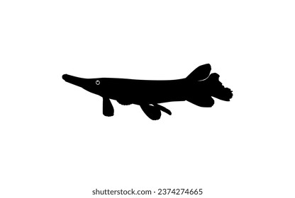 Alligator Fish Silhouette, can use for Art Illustration Logo Gram, Pictogram, Website, or Graphic Design Element. Vector Illustration