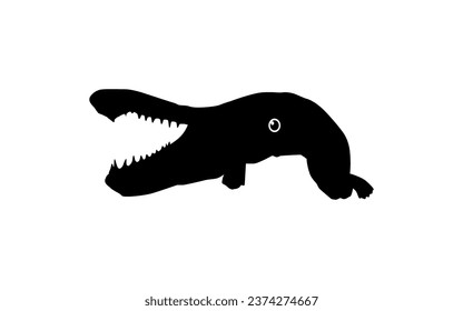 Alligator Fish Silhouette, can use for Art Illustration Logo Gram, Pictogram, Website, or Graphic Design Element. Vector Illustration