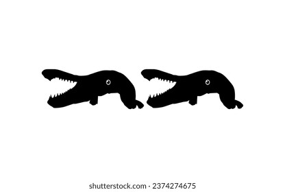 Alligator Fish Silhouette, can use for Art Illustration Logo Gram, Pictogram, Website, or Graphic Design Element. Vector Illustration