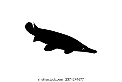 Alligator Fish Silhouette, can use for Art Illustration Logo Gram, Pictogram, Website, or Graphic Design Element. Vector Illustration