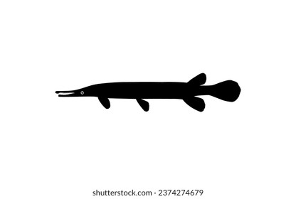 Alligator Fish Silhouette, can use for Art Illustration Logo Gram, Pictogram, Website, or Graphic Design Element. Vector Illustration