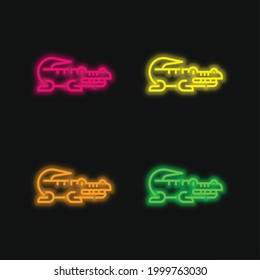 Alligator four color glowing neon vector icon