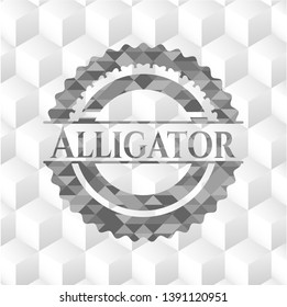 Alligator grey emblem. Retro with geometric cube white background