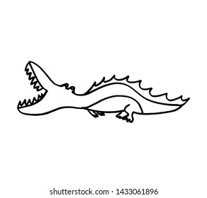 Alligator hand drawn doodle. Vector illustration of a crocodile.