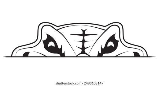 alligator head above water outline vector illustration