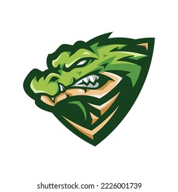 Alligator head badge logo design. Crocodile esport mascot