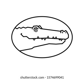 Alligator head. Happy crocodile cut out silhouette