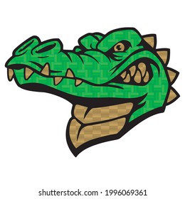 Alligator Head On A White Background. Crocodile Mascot Vector Illustration
