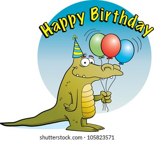 Alligator Holding Balloons