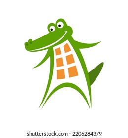 Alligator Icon, Crocodile Cute Animal. Vector Image