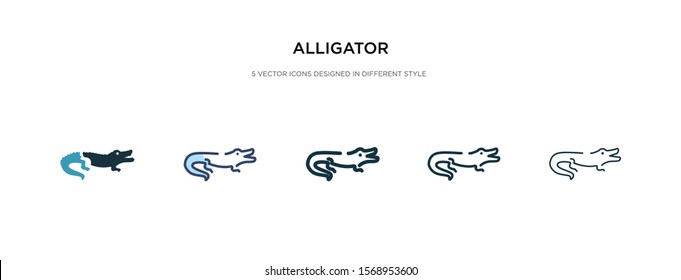 alligator icon in different style vector illustration. two colored and black alligator vector icons designed in filled, outline, line and stroke style can be used for web, mobile, ui