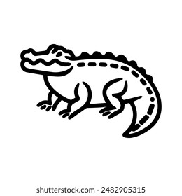 Alligator icon or modern line symbol. Vector line art and icon design with bold outline. Black and white Pixel Perfect minimalistic symbol isolated white background. Silhouette simple thin sign