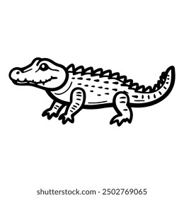 alligator icon or modern line symbol. Vector line art and icon design with bold outline. Black and white Pixel Perfect minimalistic symbol isolated white background. Silhouette simple thin sign