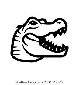 alligator icon or modern line symbol. Vector line art and icon design with bold outline. Black and white Pixel Perfect minimalistic symbol isolated white background. Silhouette simple thin sign