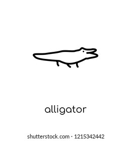 alligator icon. Trendy modern flat linear vector alligator icon on white background from thin line animals collection, editable outline stroke vector illustration
