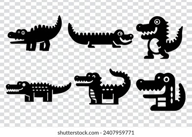 Alligator illustration, a set of crocodile icons