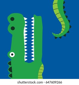 Alligator illustration, tee shirt graphics, vectors, typography