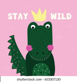 alligator illustration vector for kids print