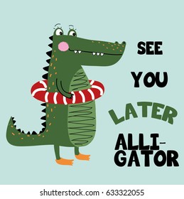 alligator illustration vector for print