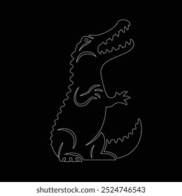 Alligator isolado no fundo branco, design de vetor de silhueta de crocodilo, ilustração de silhueta de vetor preto de jacaré