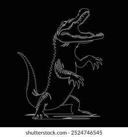 Alligator isolated on white background, Crocodile silhouette vector design, Alligator Black vector silhouette illustration