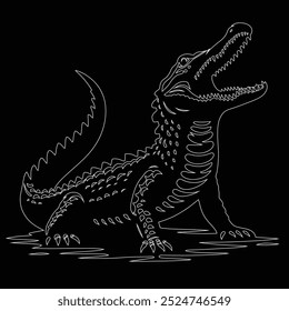 Alligator einzeln auf weißem Hintergrund, Krokodil Silhouette Vektordesign, Alligator Schwarz Vektorgrafik