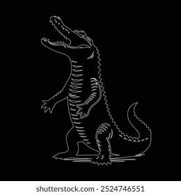 Alligator isolado no fundo branco, design de vetor de silhueta de crocodilo, ilustração de silhueta de vetor preto de jacaré