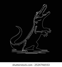 Alligator isolado no fundo branco, design de vetor de silhueta de crocodilo, ilustração de silhueta de vetor preto de jacaré