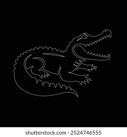 Alligator isolado no fundo branco, design de vetor de silhueta de crocodilo, ilustração de silhueta de vetor preto de jacaré