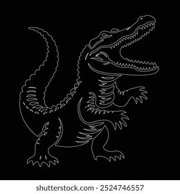 Alligator isolado no fundo branco, design de vetor de silhueta de crocodilo, ilustração de silhueta de vetor preto de jacaré