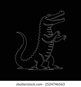 Alligator isolado no fundo branco, design de vetor de silhueta de crocodilo, ilustração de silhueta de vetor preto de jacaré