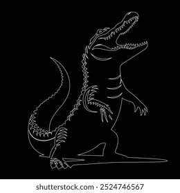 Alligator isolado no fundo branco, design de vetor de silhueta de crocodilo, ilustração de silhueta de vetor preto de jacaré