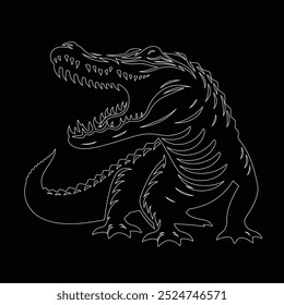 Alligator isolado no fundo branco, design de vetor de silhueta de crocodilo, ilustração de silhueta de vetor preto de jacaré