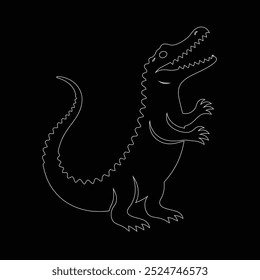 Alligator isolado no fundo branco, design de vetor de silhueta de crocodilo, ilustração de silhueta de vetor preto de jacaré