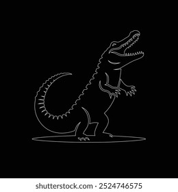 Alligator isolado no fundo branco, design de vetor de silhueta de crocodilo, ilustração de silhueta de vetor preto de jacaré