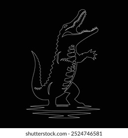 Alligator isolado no fundo branco, design de vetor de silhueta de crocodilo, ilustração de silhueta de vetor preto de jacaré