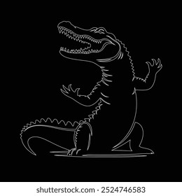 Alligator isolado no fundo branco, design de vetor de silhueta de crocodilo, ilustração de silhueta de vetor preto de jacaré