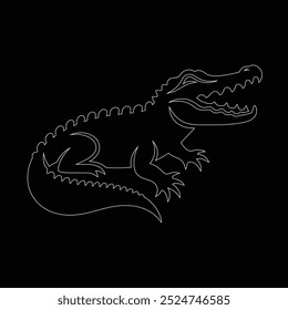 Alligator isolado no fundo branco, design de vetor de silhueta de crocodilo, ilustração de silhueta de vetor preto de jacaré